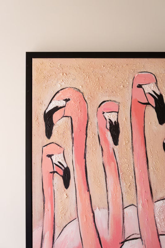 Blush Flamingo Wall Art | Framed Pink Flamingo Painting