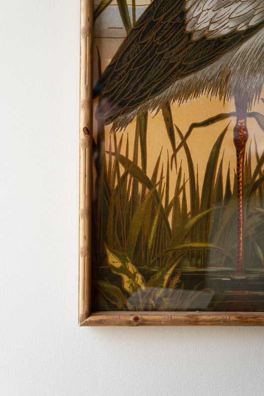 Framed Heron Prints Under Glass (set of 2)