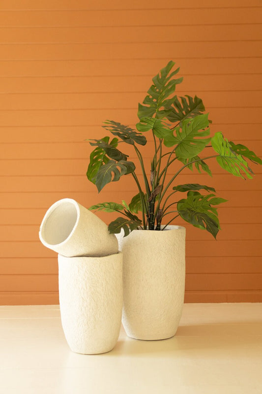 White Textured Planters, Set of 3 | Modern Indoor Plant Pots