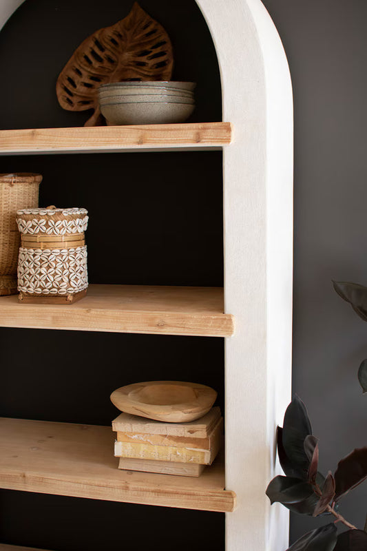 Arched Wood Shelving Unit | Natural Wood Display Shelf