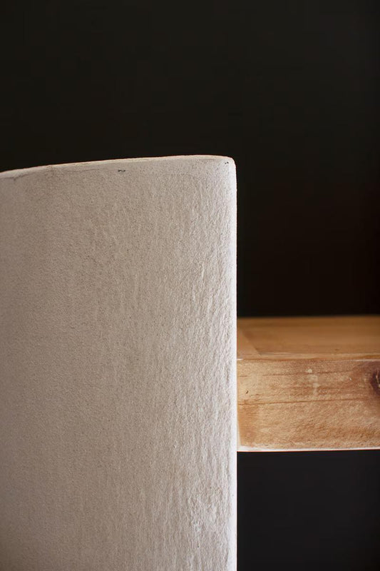 Textured White & Wood Shelving Unit | 4-Tier Display Shelf