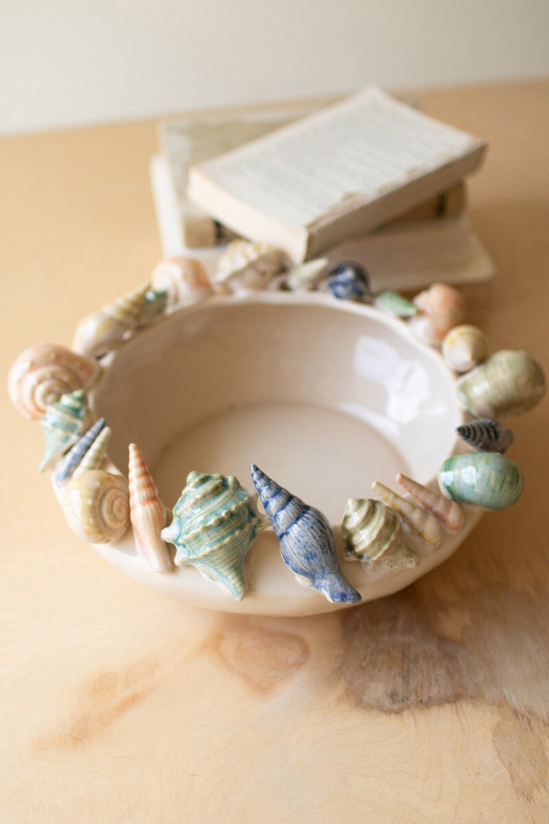 Ceramic Seashell Vase & Bowl