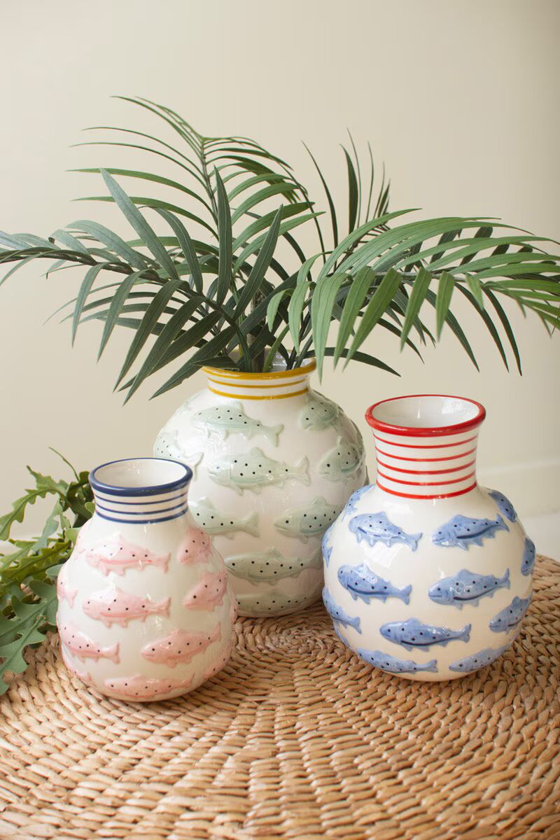 Ceramic Fish Vases, Set of 3