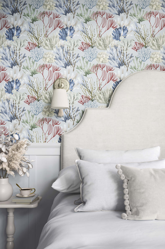 Luxury Ocean Coral | Luxe Traditional Wallpaper