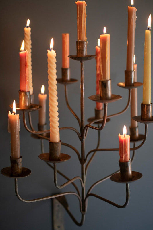 13-Light Iron Wall Candelabra | Taper Candle Sconce