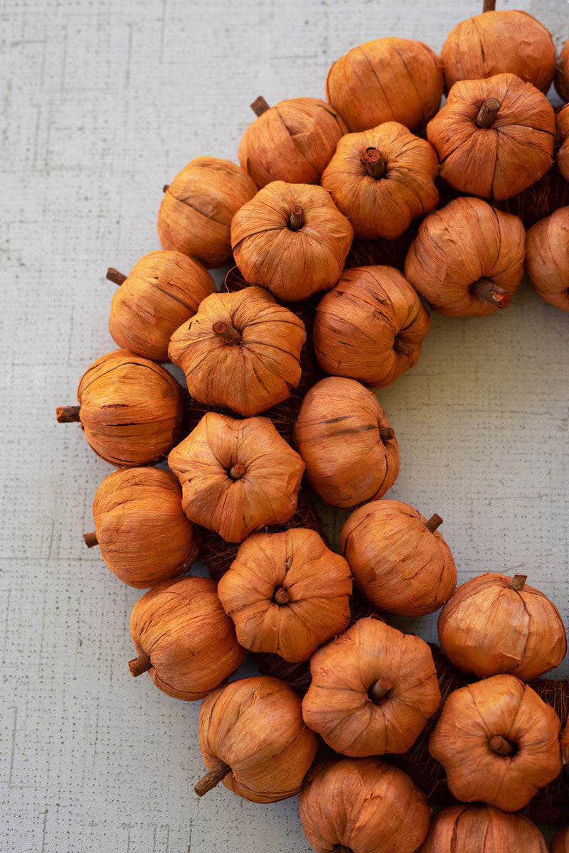Faux Pumpkin Wreath | Fall Harvest Wreath
