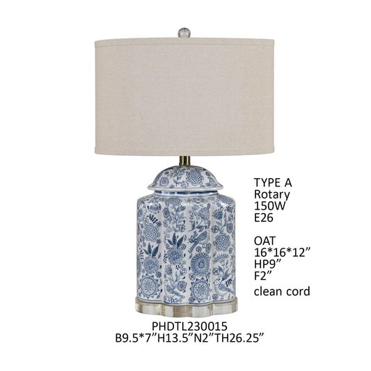 Petal & Plume Porcelain Lamp