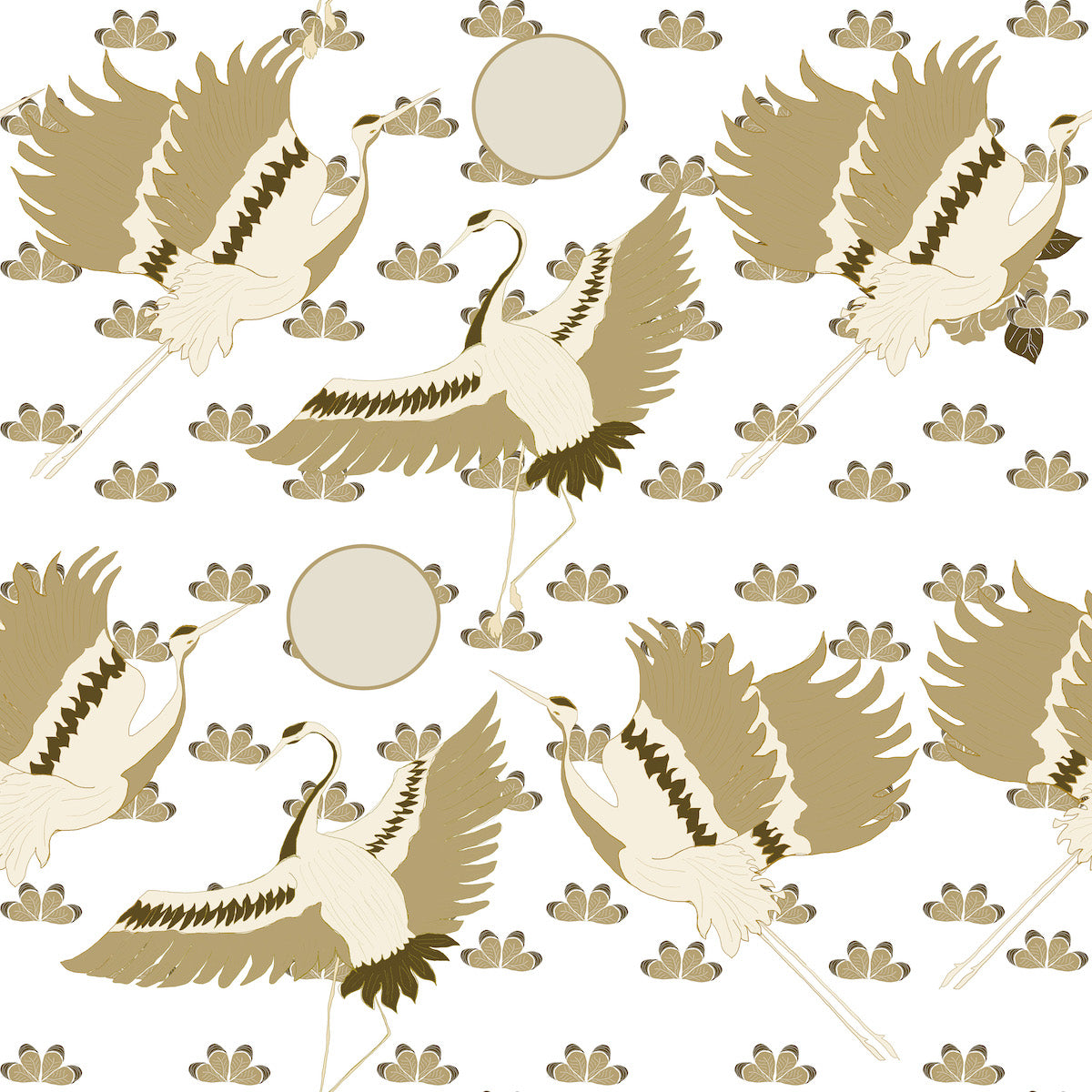 Japanese Swan | Peel and Stick | Fabric Wallpaper