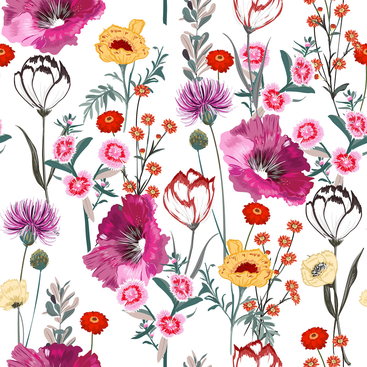 Spring Bloom | Peel and Stick | Fabric Wallpaper