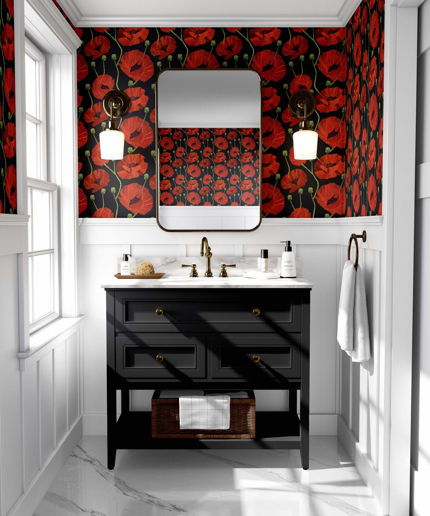 Blooming Poppies | Peel and Stick | Fabric Wallpaper