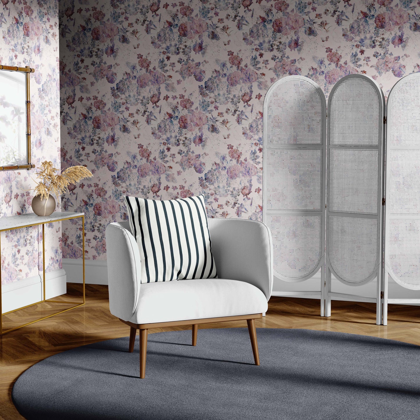 Maly Vintage Floral | Peel and Stick | Fabric Wallpaper