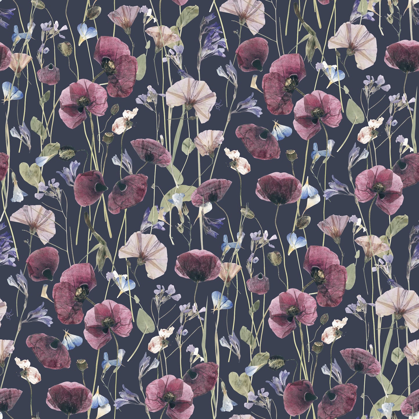 black flower meadow wallpaper removable peel and stick
