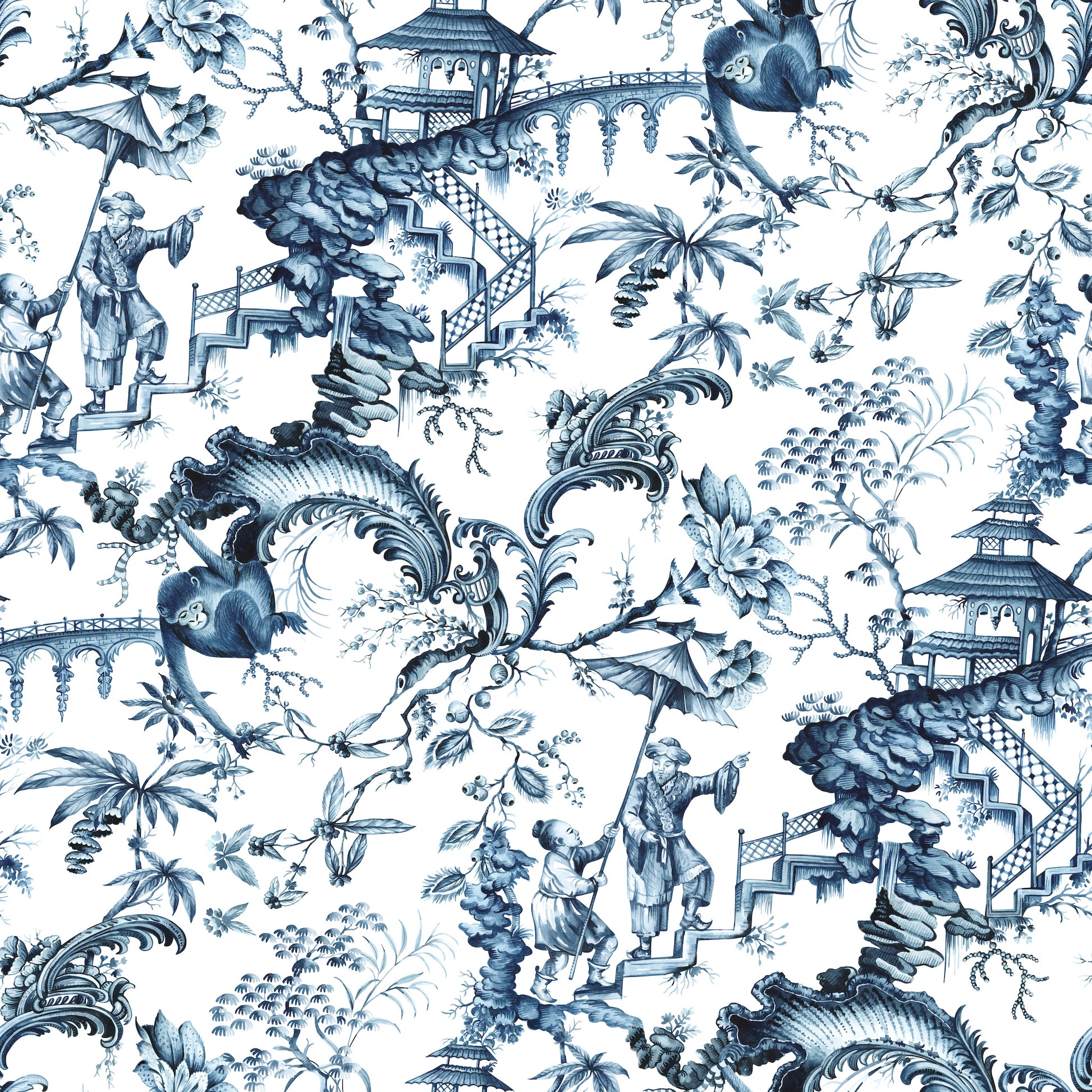 traditional asian indigo blue wallpaper removable peel and stick