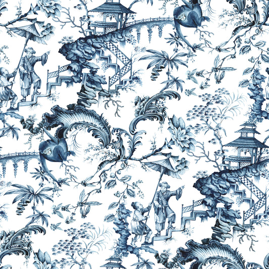 traditional asian indigo blue wallpaper removable peel and stick