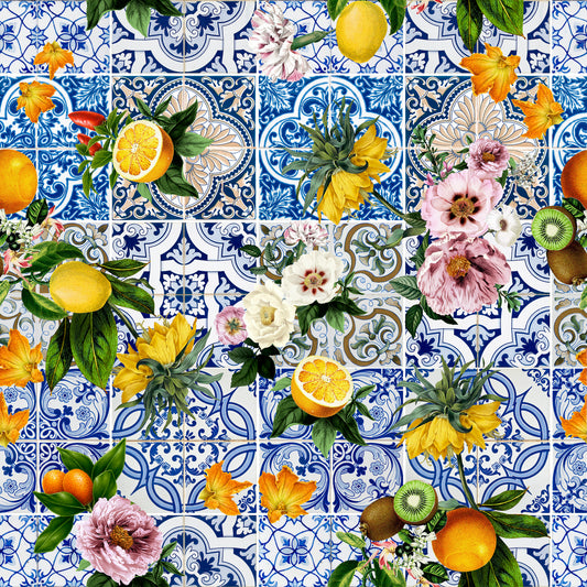 sicilian italian tile floral wallpaper removable peel and stick