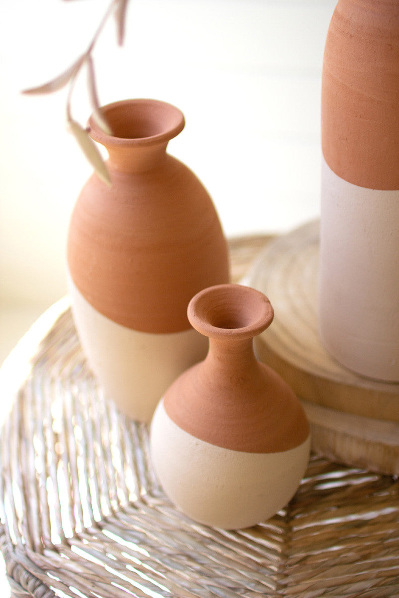 Ivory Dipped Clay Bud Vases Set