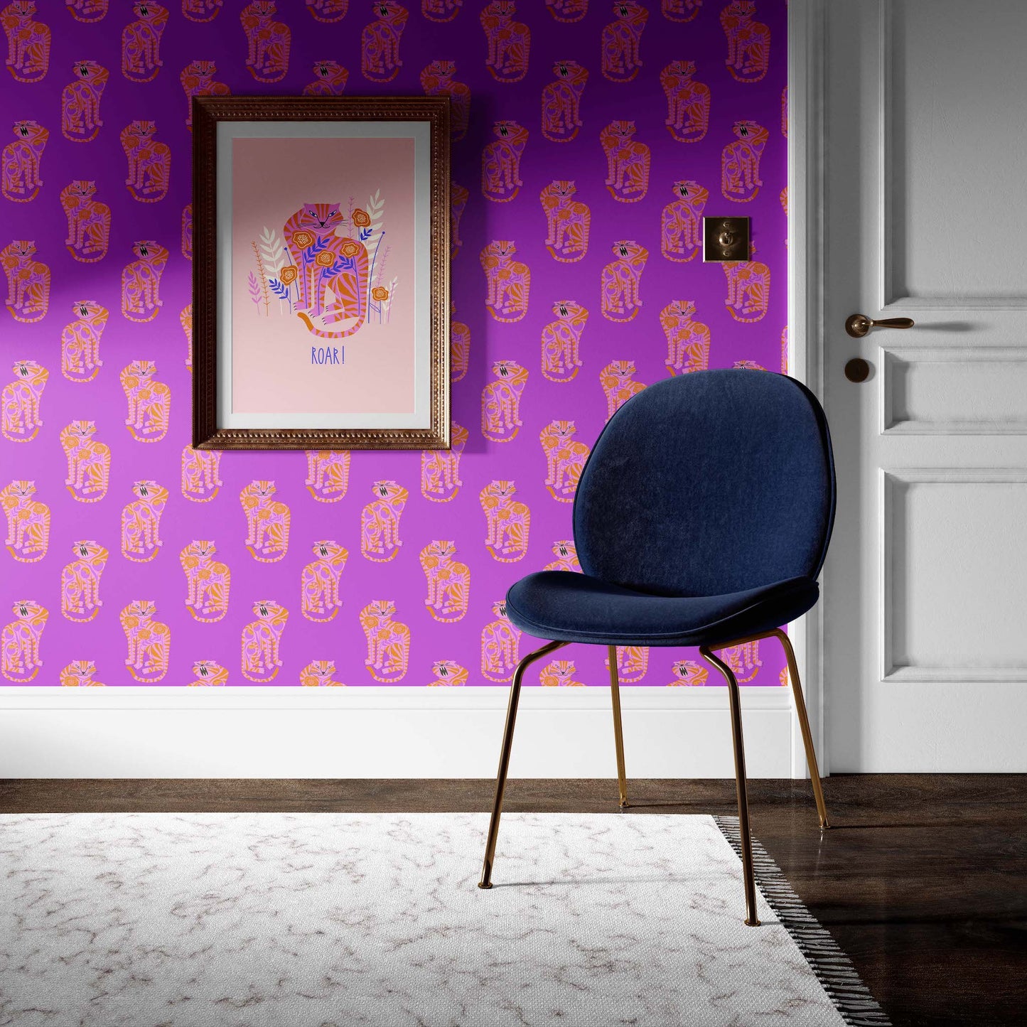 Folk-Art Cat | Commercial Type II Wallpaper