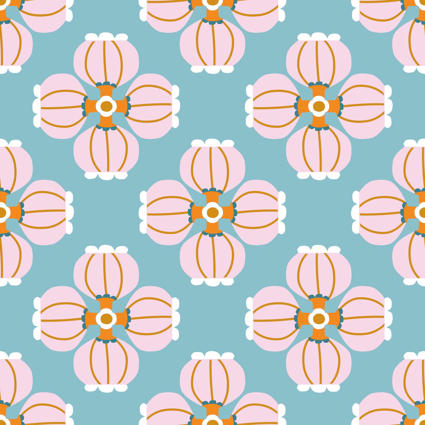 pink floral kids/girls peel and stick fabric wallpaper