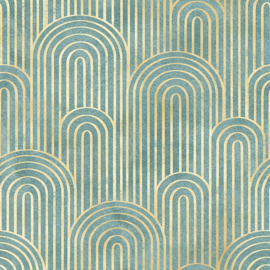 green art deco peel and stick fabric wallpaper