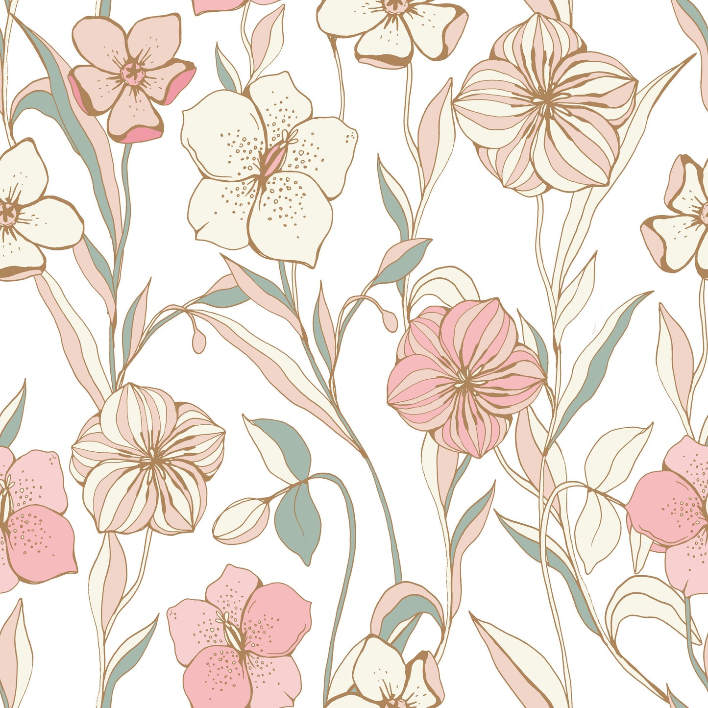 kids teen hibiscus tropical pink peel and stick removable wallpaper