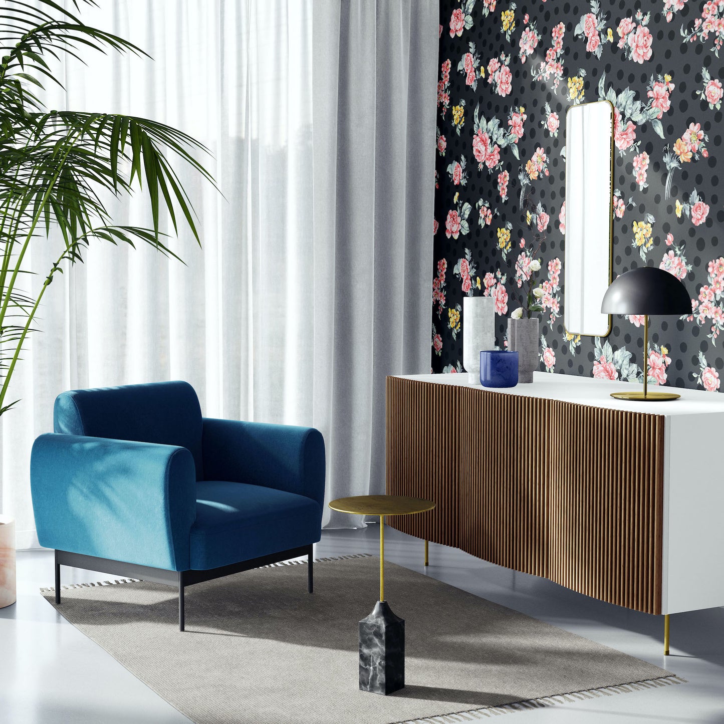 Fashion Fleur | Peel and Stick | Fabric Wallpaper