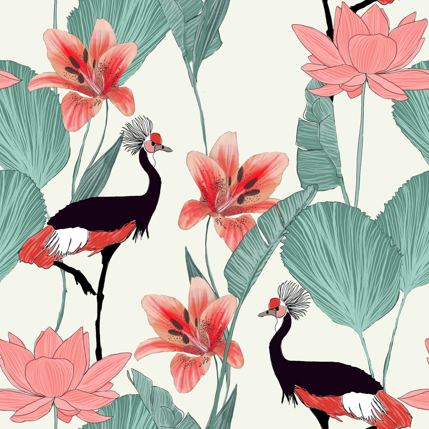crane tropical bird wallpaper peel and stick coastal decor