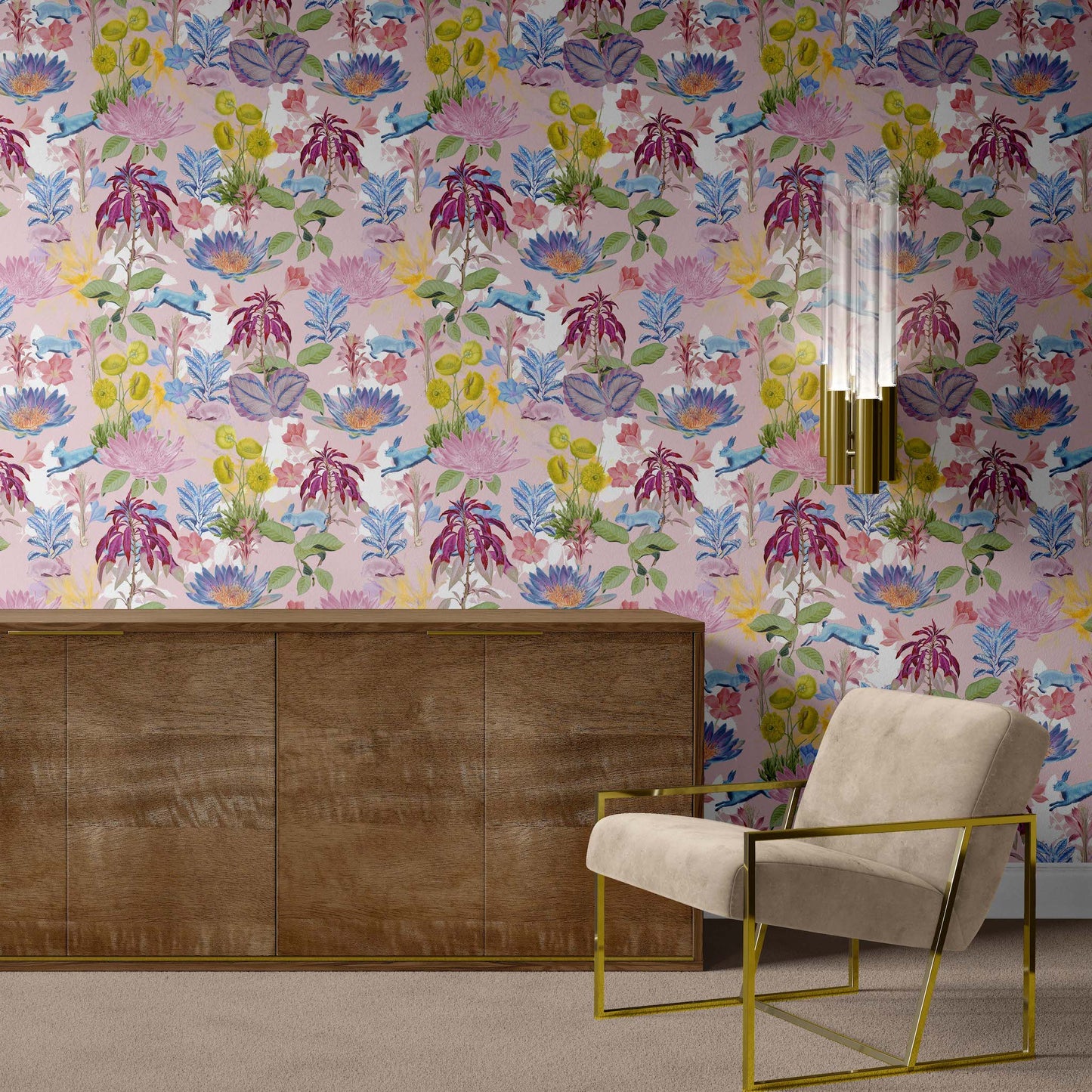 Retro Rabbit | Luxe Traditional Wallpaper