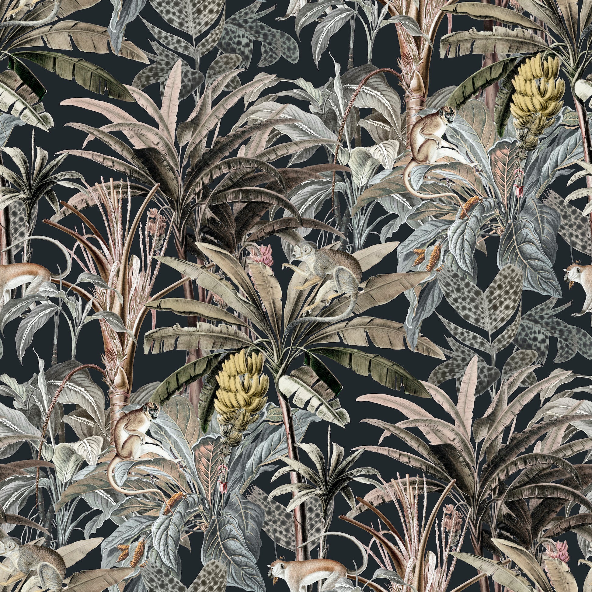 black tropical rainforest jungle wallpaper removable peel and stick