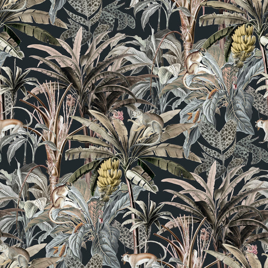 black tropical rainforest jungle wallpaper removable peel and stick