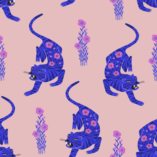 blue tiger folk art tiger wallpaper removable peel and stick