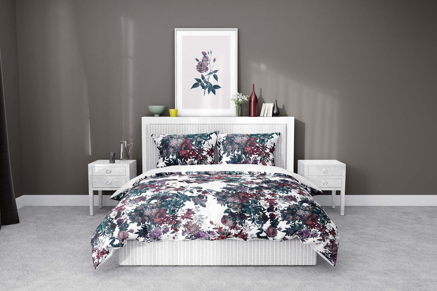 dark garden floral cotton bedding duvet