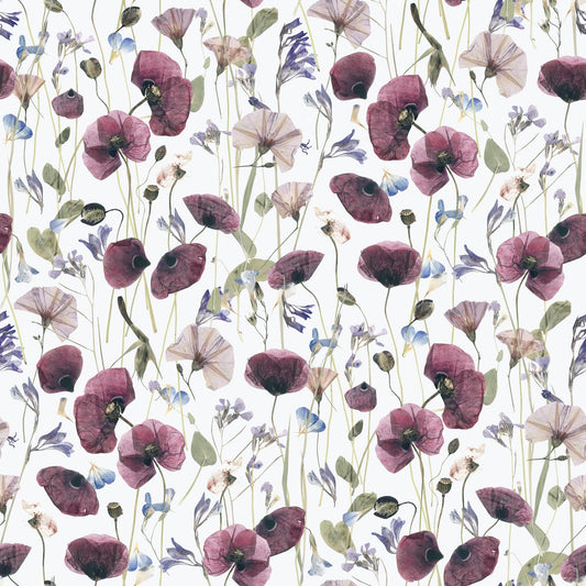 white and purple flower meadow wallpaper removable peel and stick