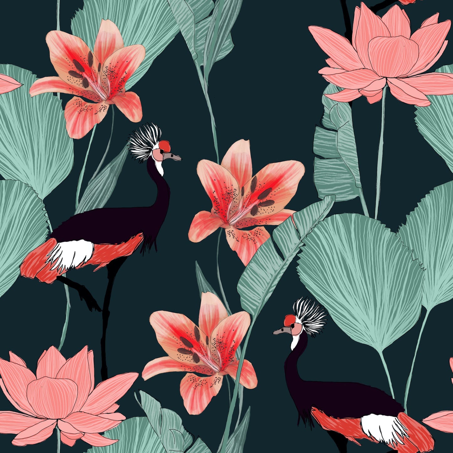 Crowned Crane | Clay Coated | Wallpaper