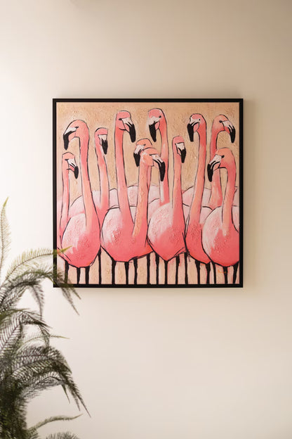 Blush Flamingo Wall Art | Framed Pink Flamingo Painting