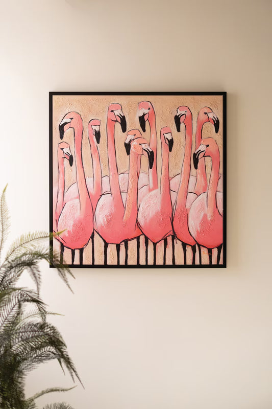 Blush Flamingo Wall Art | Framed Pink Flamingo Painting