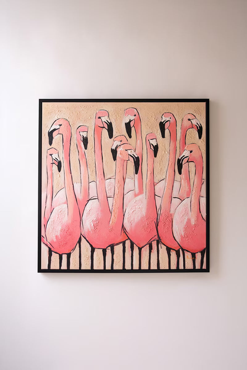 Blush Flamingo Wall Art | Framed Pink Flamingo Painting