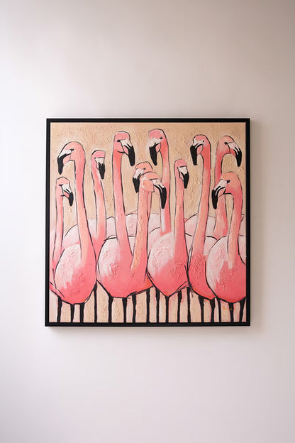 Blush Flamingo Wall Art | Framed Pink Flamingo Painting