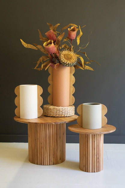 Vases with Wood Ruffle, Set of 3