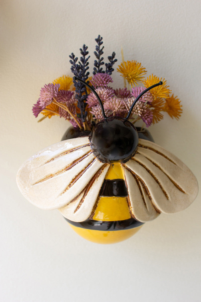 Ceramic Bee Wall Planters, Set of 2