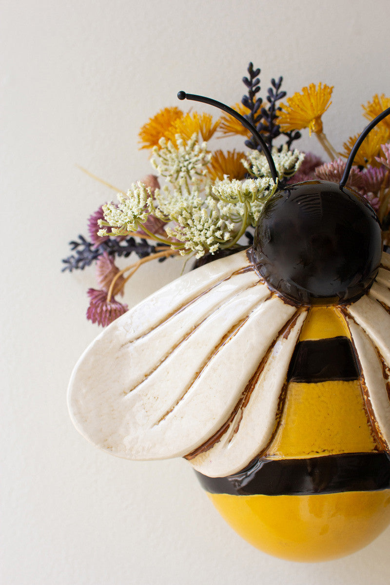 Ceramic Bee Wall Planters, Set of 2