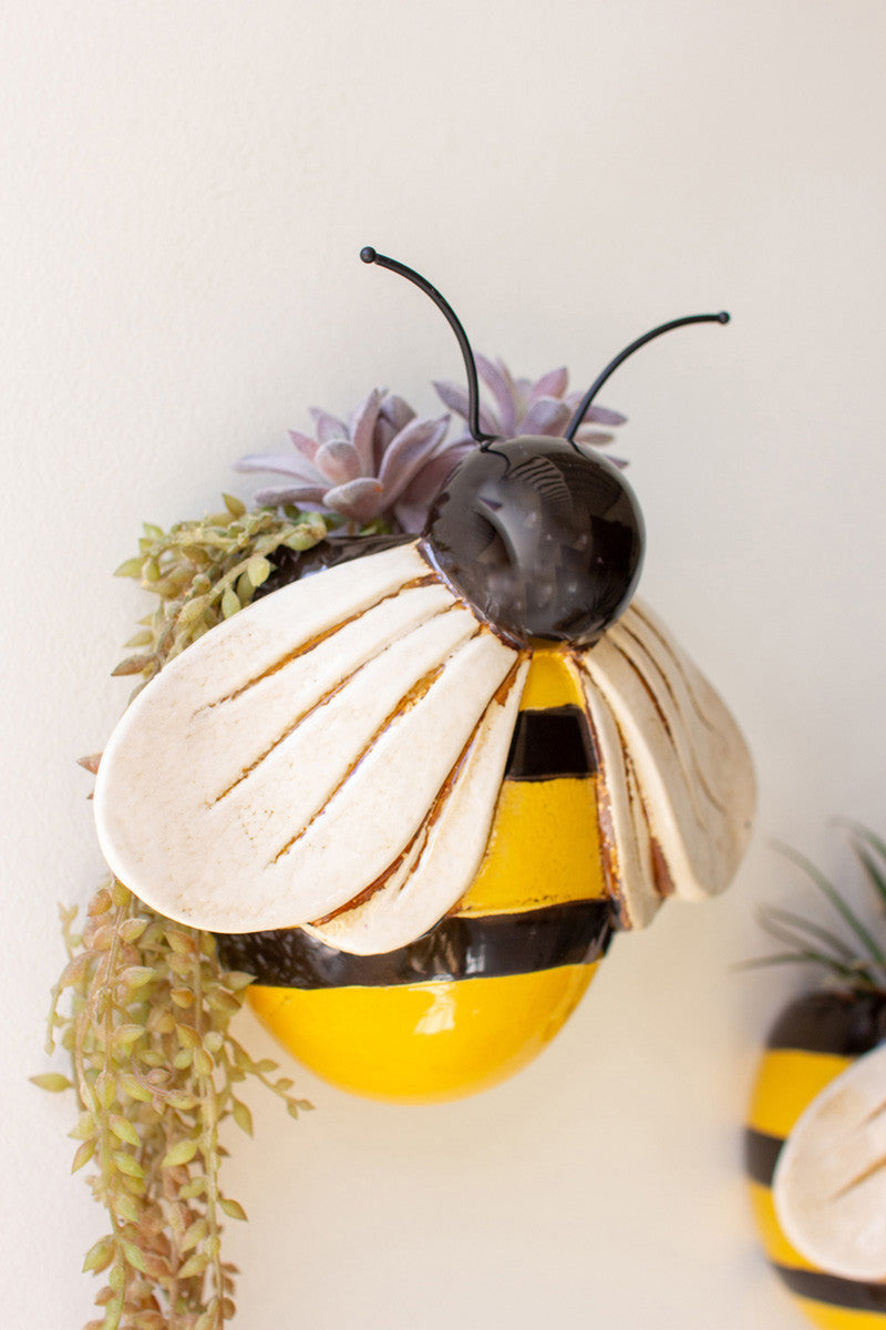 Ceramic Bee Wall Planters, Set of 2