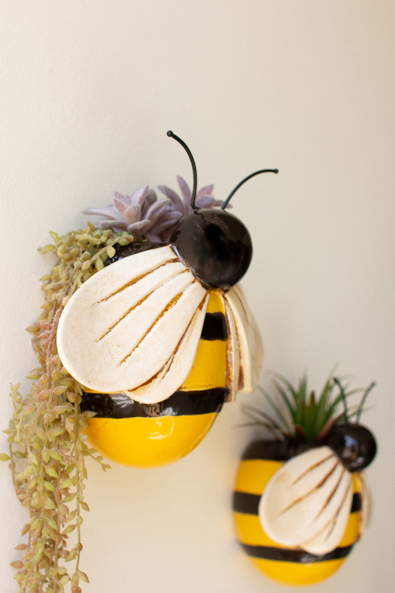 Ceramic Bee Wall Planters, Set of 2