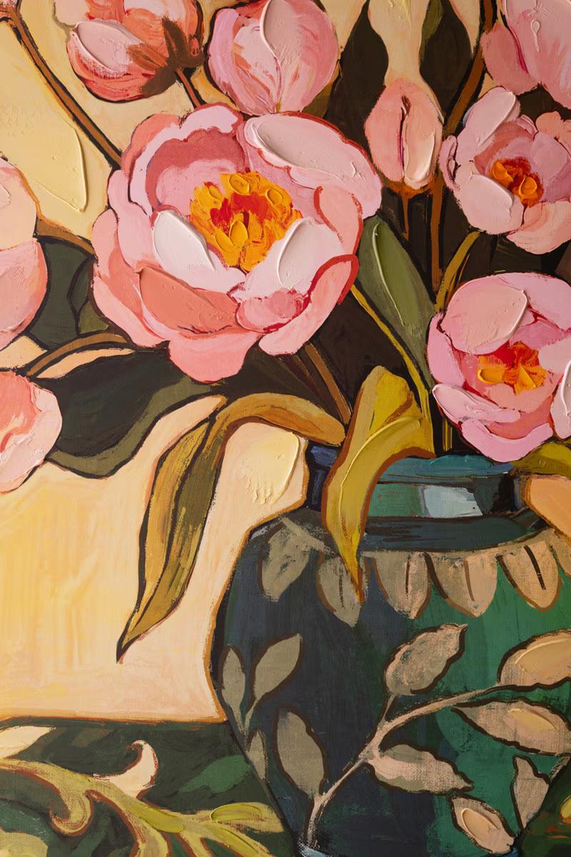 Framed Peony Still Life | Pink Floral Vase Wall Art