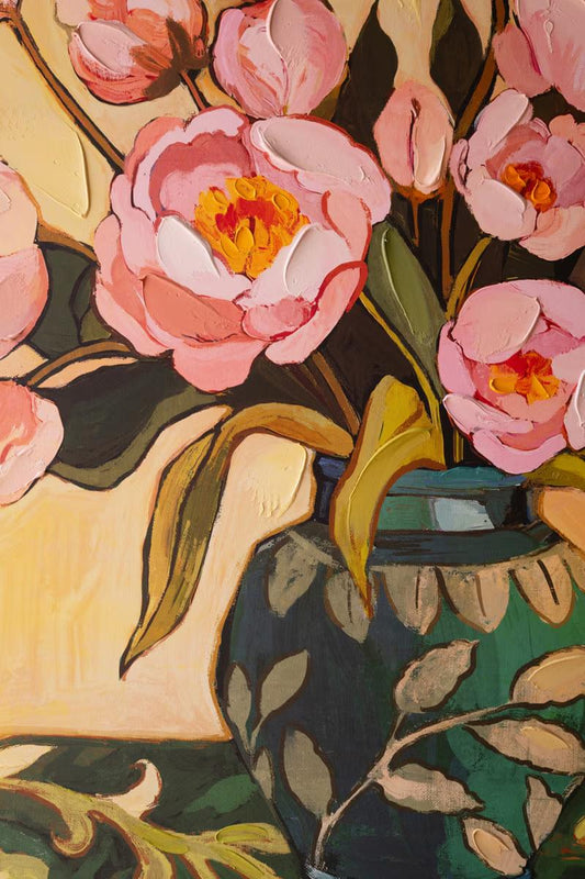 Framed Peony Still Life | Pink Floral Vase Wall Art
