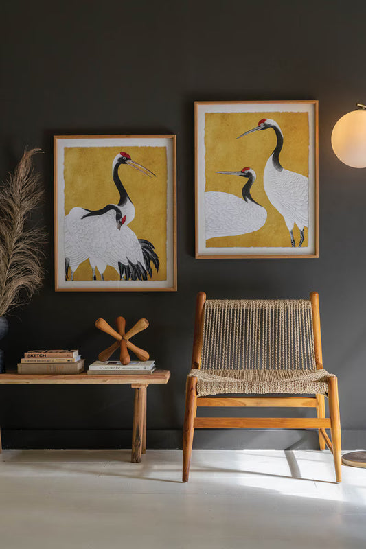 Framed Heron Prints Under Glass