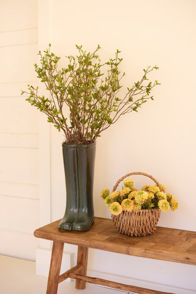 Large Ceramic Hunter Green Boot Vase