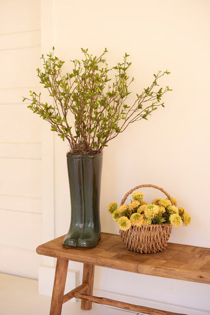Large Ceramic Hunter Green Boot Vase