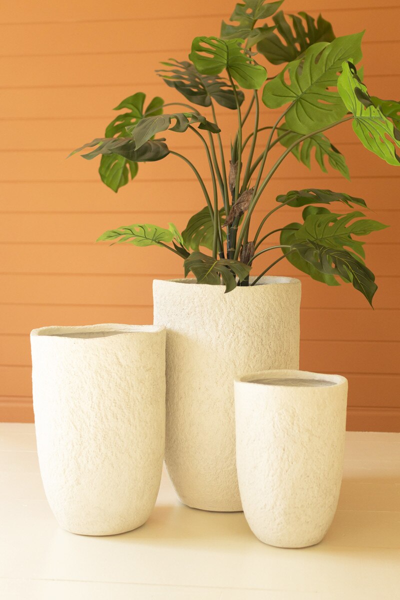 White Textured Planters, Set of 3 | Modern Indoor Plant Pots