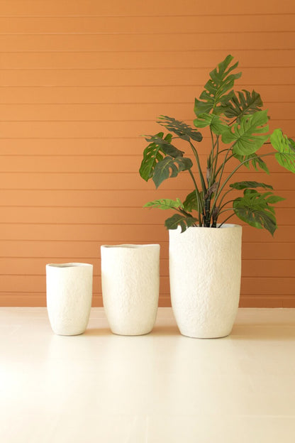 White Textured Planters, Set of 3 | Modern Indoor Plant Pots