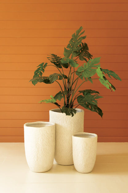 White Textured Planters, Set of 3 | Modern Indoor Plant Pots